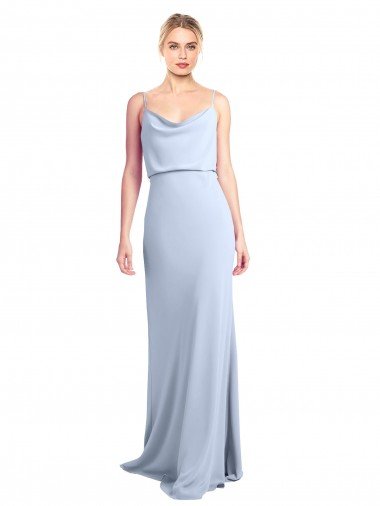 Shop Feminine Cowl Neck Slim Floor Length Stretch Crepe Evening Dress