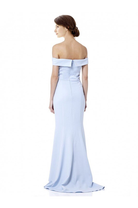 Shop High Neck Long Off the Shoulder Crepe Evening Maxi Dress with Train