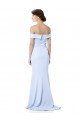 Shop High Neck Long Off the Shoulder Crepe Evening Maxi Dress with Train