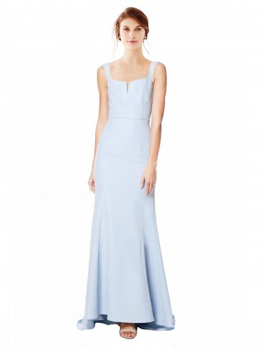 Shop Square Neck Maxi Crepe Bridesmiad Dress With Fishtail Train