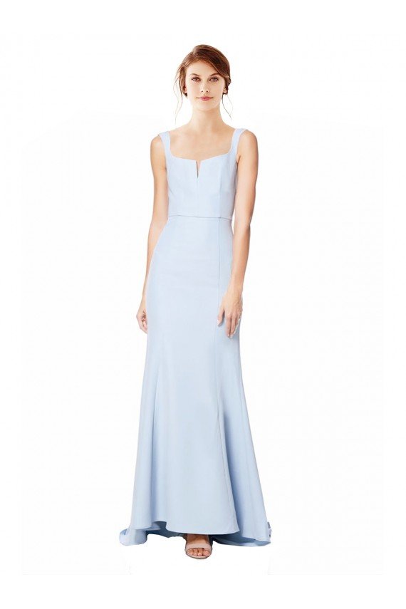 Shop Square Neck Maxi Crepe Bridesmiad Dress With Fishtail Train