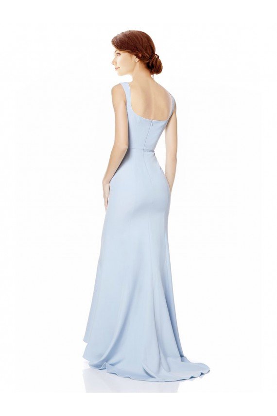 Shop Square Neck Maxi Crepe Bridesmiad Dress With Fishtail Train