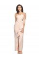 Shop Long Full Length Ruffles Strapless Low Back Crepe Evening Dress with Straps
