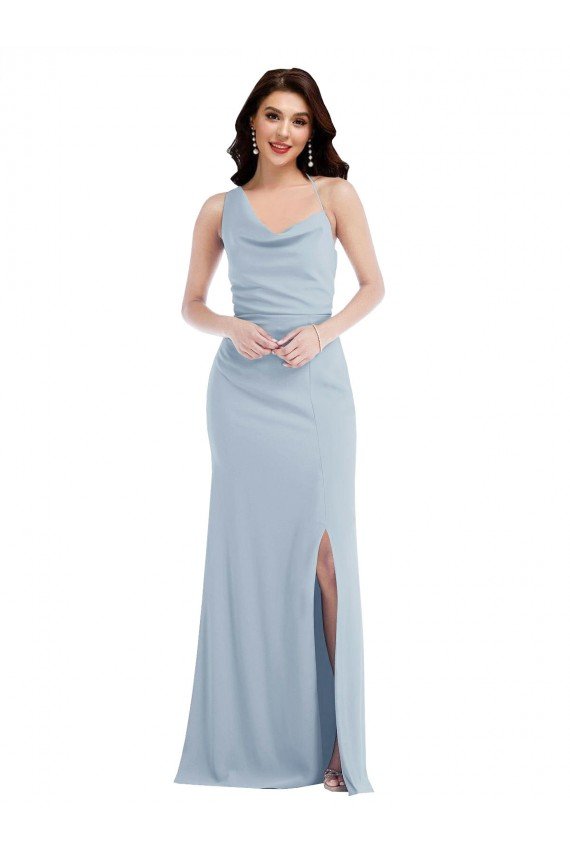Shop One Shoulder Draped Cowl Neck Evening Maxi Dress