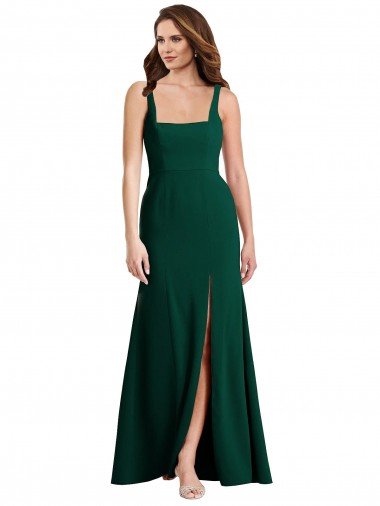 Shop Square Neck Trumpet Evening Maxi Dress with Front Slit