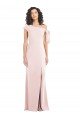 Shop Off the Shoulder Tie Detail Trumpet Crepe Evening Dress with Front Slit