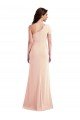 Shop One Shoulder Cap Sleeves Trumpet Crepe Evening Dress with Front Slit