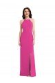 Shop Open Back High Neck Halter Trumpet Crepe Evening Dress