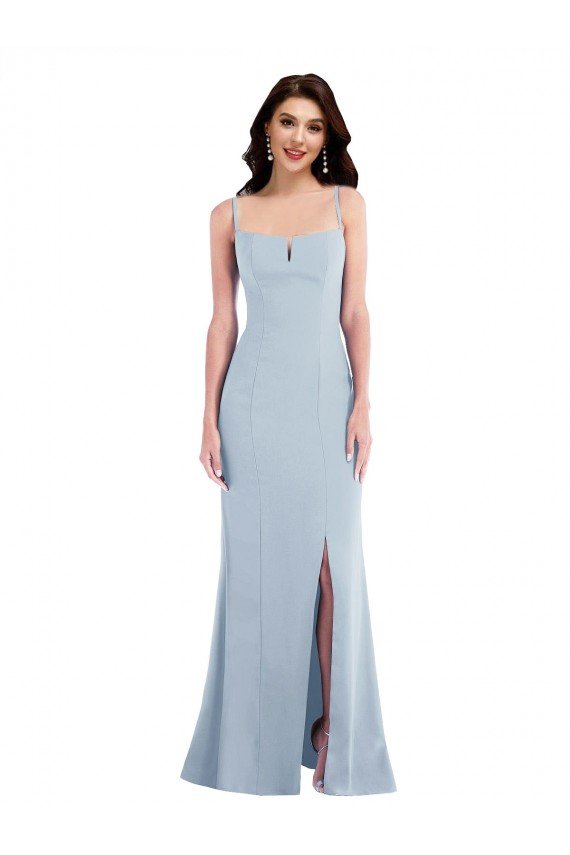Shop Flattering Trumpet Maxi Crepe Evening Dress with Front Slit