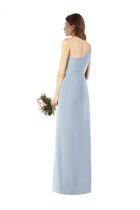 Shop One Shoulder Crepe Trumpet Evening Dress with Front Slit