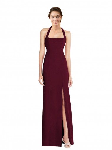 Shop Tie Halter Open Back Trumpet Evening Dress
