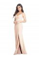 Shop Seamed Bodice Crepe Trumpet Evening Dress with Front Slit