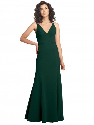Shop Form Fitting Stretch Crepe A-Line Evening Dress