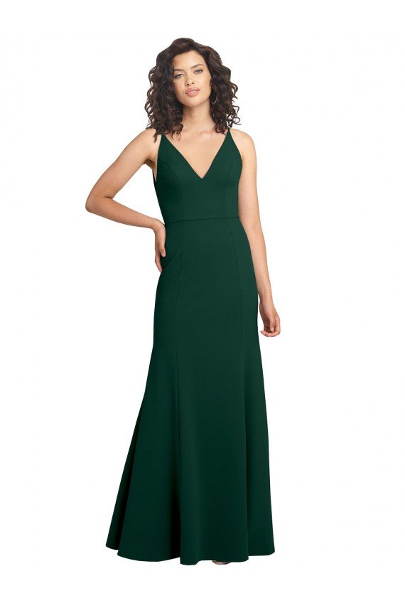 Shop Form Fitting Stretch Crepe A-Line Evening Dress