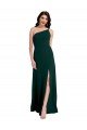Shop A-Line Slim One Shoulder Crepe Evening Dress with Asymmetrical Straps and Side Slit