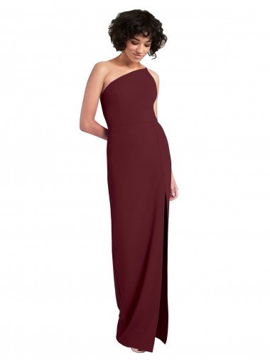 Shop Sleek One Shoulder Long Crepe Evening Dress with Daring Slit