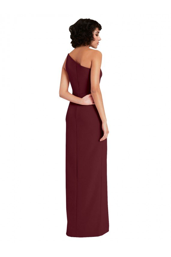 Shop Sleek One Shoulder Long Crepe Evening Dress with Daring Slit