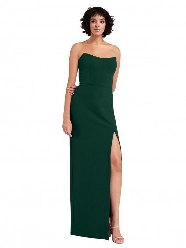 Shop Scooped Strapless Neckline Crepe Evening Dress with Side Slit
