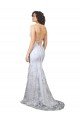 Shop V-Neckline Backless Floral Patterned Sequin Evening Dress