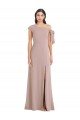 Shop Off the Shoulder Tie Detail Maxi Crepe Evening Dress with Front Slit