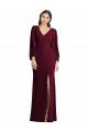 Shop Long Puff Sleeve V-Neck Trumpet Evening Maxi Dress