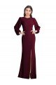 Shop Puff Sleeves Long Maxi Briddesmaid Dress with Cutout Tie Back