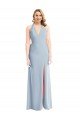Shop Plunge Neck Halter Backless Trumpet Evening Dress with Front Slit