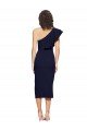 Shop Ruched Midi Length Short Crepe Cocktail Evening Dress with Shoulder Ruffles