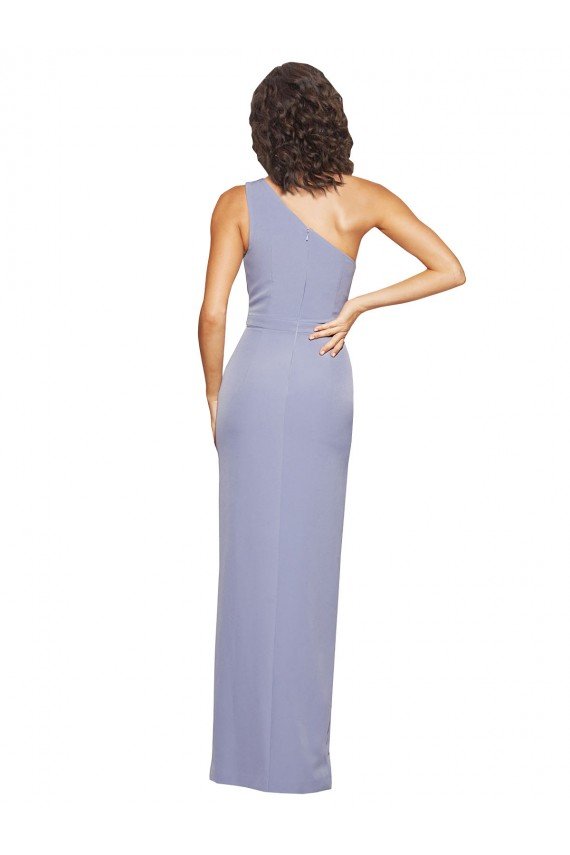 Shop Floor Length One Shoulder Crepe Evening Dress with Pencil Skirt and Side Split