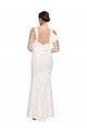 Shop Full Length Square Neck Crepe Evening Dress with Asymmetrical Straps and Bow Back