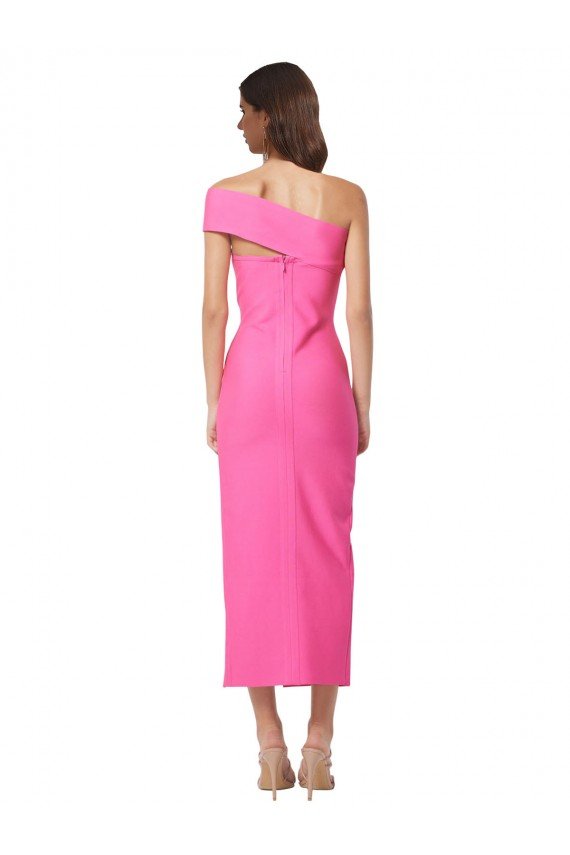Shop One Shoulder Neckline Short Midi Length Crepe Cocktail Evening Dress