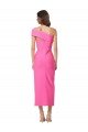 Shop One Shoulder Neckline Short Midi Length Crepe Cocktail Evening Dress