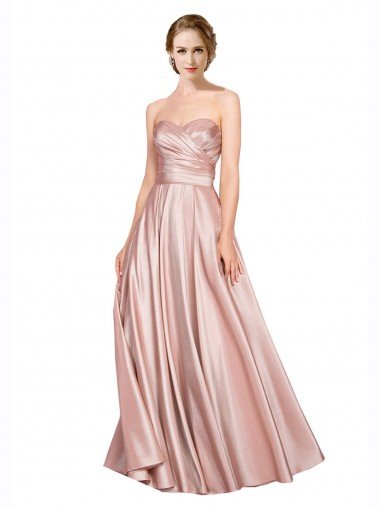 Shop Long Plated Strapless Sweetheat Stretch Satin Evening Dress
