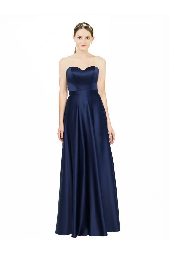 Shop Floor Length Sweetheart Neckline Stretch Satin Evening Dress with Belt