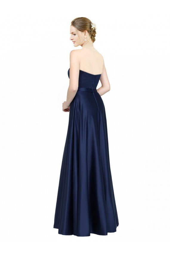 Shop Floor Length Sweetheart Neckline Stretch Satin Evening Dress with Belt