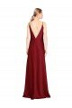 Shop Floor Length Deep V-Back Stretch Satin Evening Dress with Front Slit
