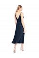 Shop V-Neck Midi Length Short Stretch Satin Cocktail Evening Dress V-Back