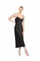 Shop Cowl Neck Midi Length Short Stretch Satin Slip Cocktail Evening Dress