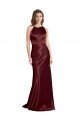 Shop High Neck Halter Long Sleeveless Stretch Satin Evening Dress with Strappy Back