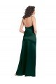 Shop Long Slim Scoop Neck Stretch Satin Evening Dress with Open Back