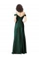 Shop Off the Shoulder Sleeves Long Stretch Satin Evening Dress with Pleated Draped Neckline