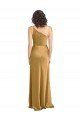 Shop One Shoulder Long Floor Length Stretch Satin Semi Evening Dress