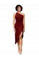 Shop One Shoulder Midi Length Short Stretch Satin Wrap Style Cocktail Evening Dress