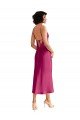 Shop Midi Length V-Neck Short Stretch Satin Cocktail Evening Dress with Low Scoop Back