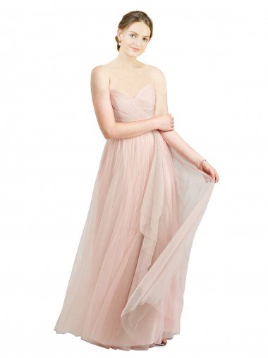 Shop Long Floor Length Sweetheart Pleated Tulle Evening Dress