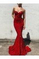 Shop Mermaid Sweetheart Sleeveless Long Court Train Velvet Sequin Evening Dress