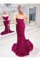 Shop Long Sweetheart Sleeveless Sweep Train Velvet Sequin Evening Dress with Slit