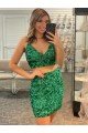 Shop V-Neck Sleeveless Short Velvet Sequin Cocktail Evening Dress