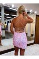 Shop V-Neck Sleeveless Short Velvet Sequin Cocktail Evening Dress