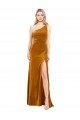 Shop Sleek One Shoulder Long Velvet Evening Dress